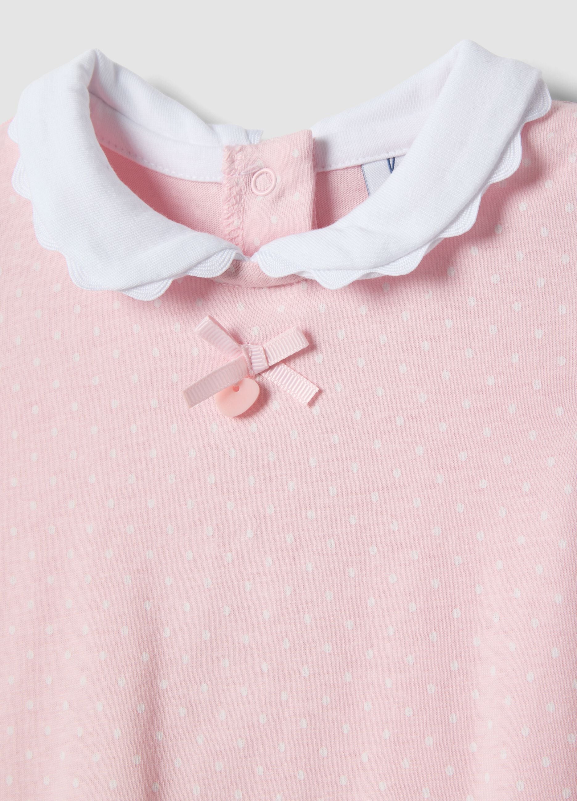 Short-sleeve pink bodysuit in organic cotton