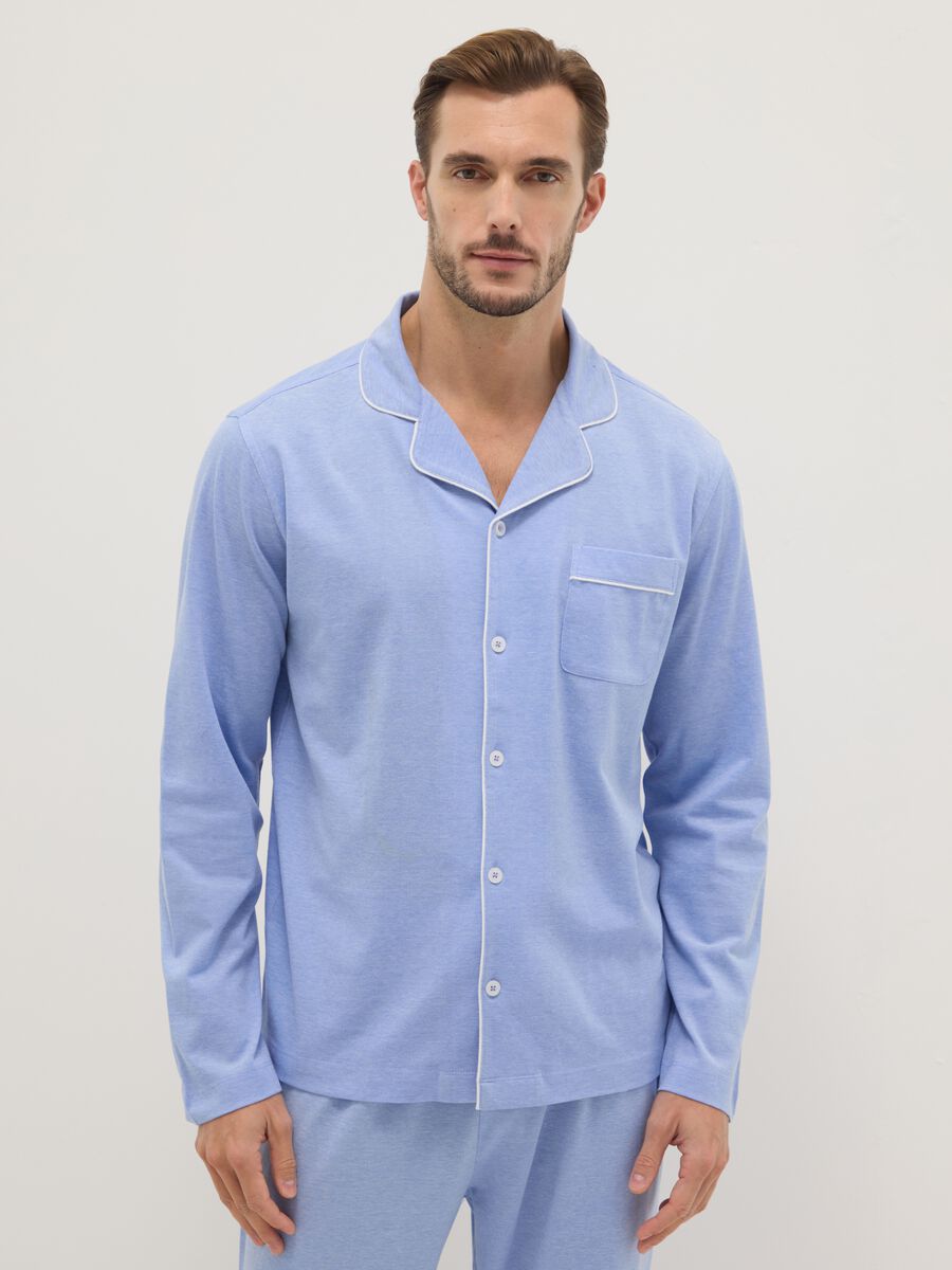 Regular fit blue pure cotton pyjamas_1