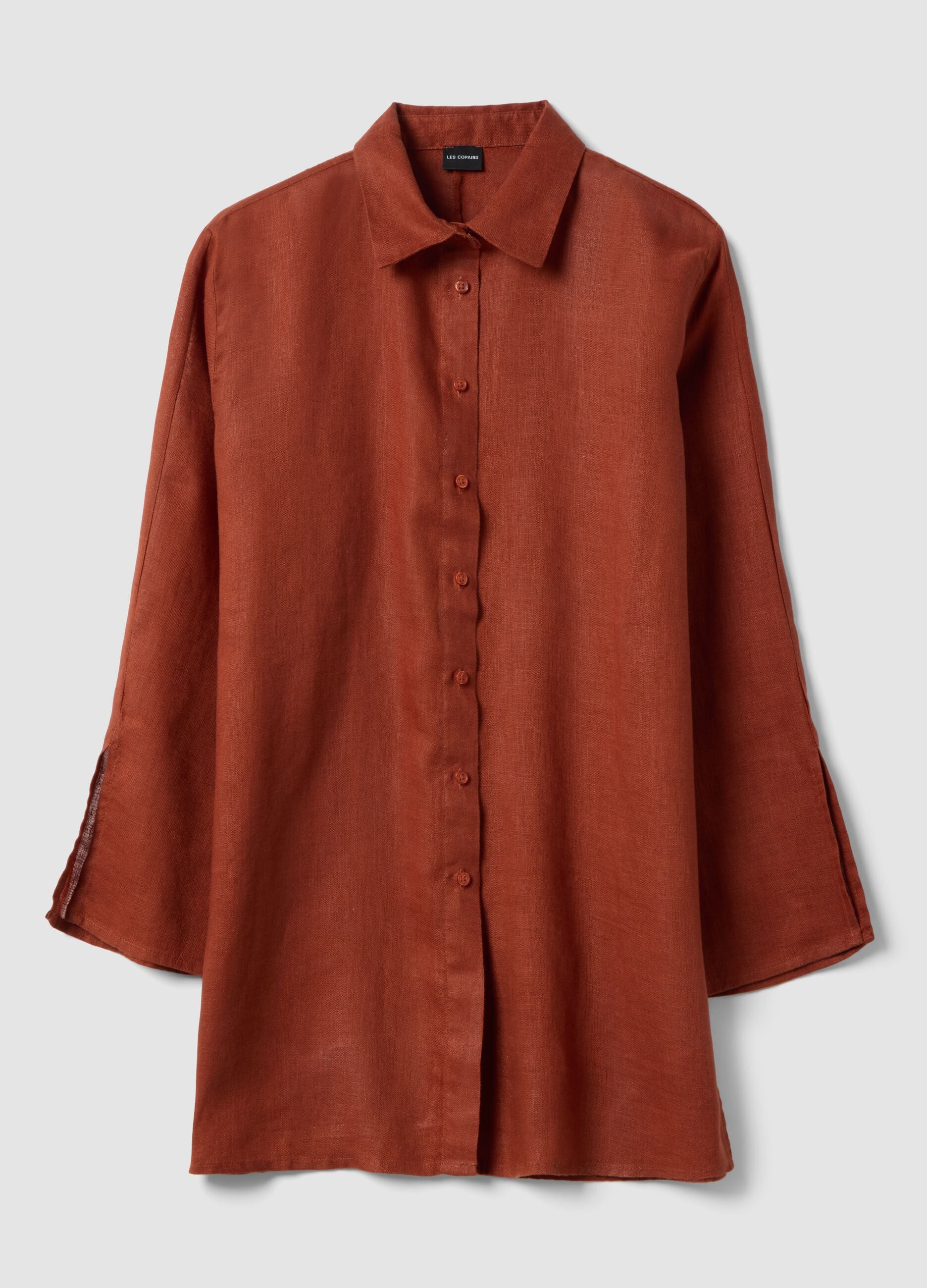 Red pure linen oversized shirt