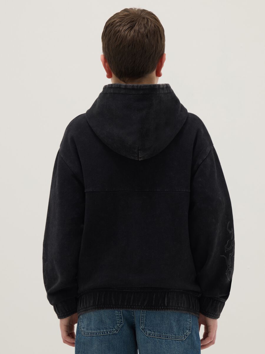 Boys' Regular Fit Black Pure Cotton Hoodie with Zip_1
