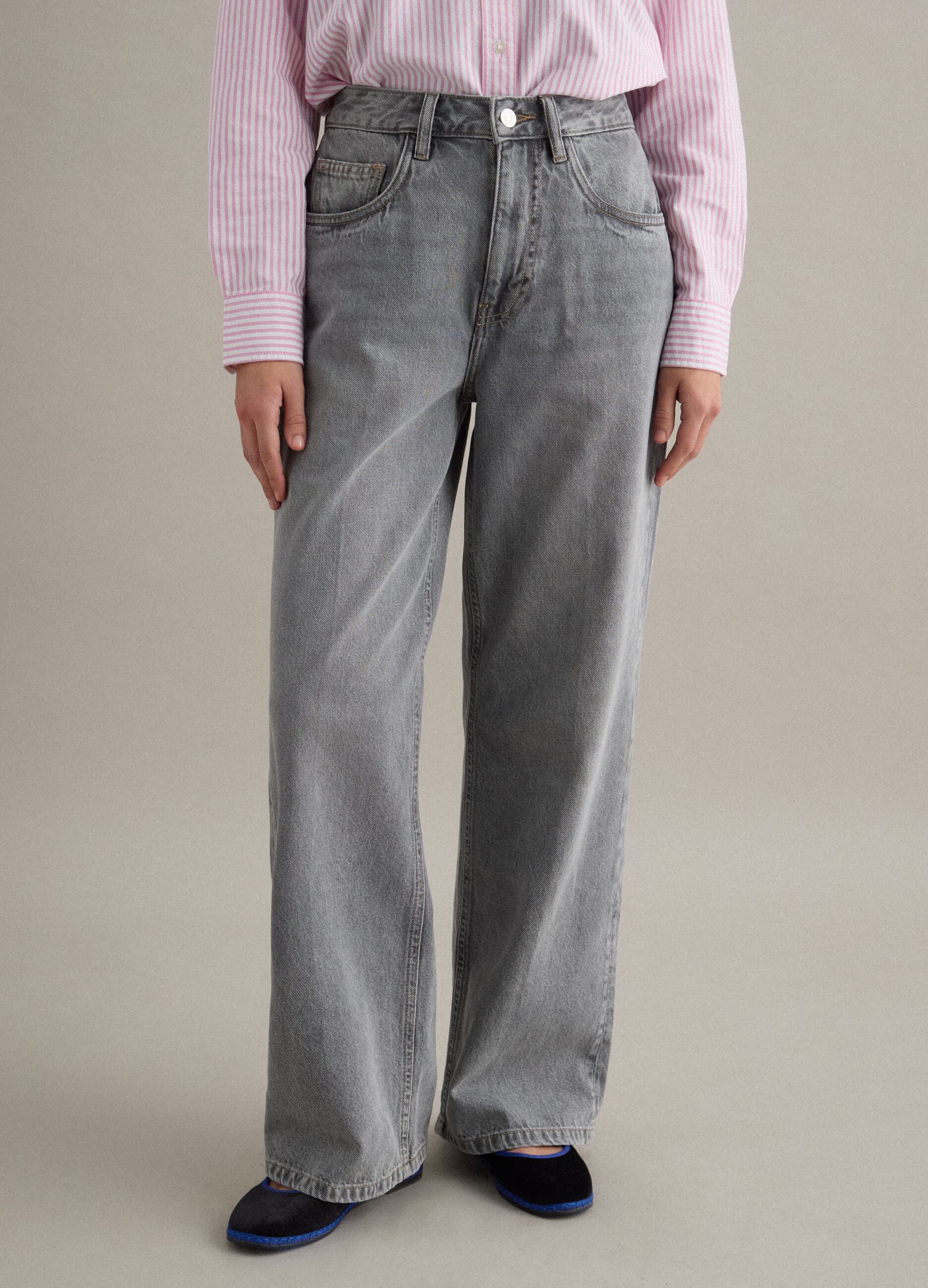 Straight Grey Cotton Jeans