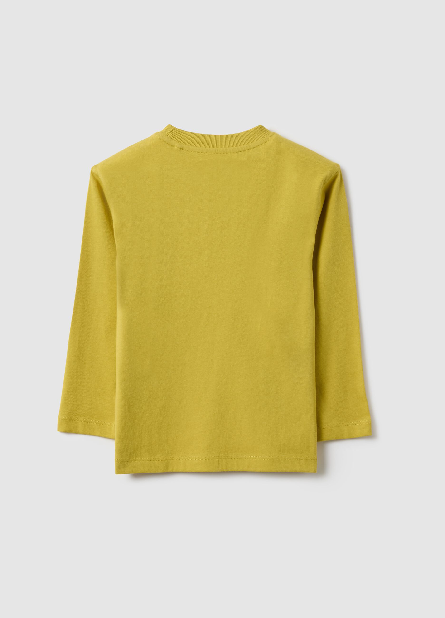 Yellow pure cotton children's regular fit T-shirt with print