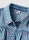 Blue denim cotton blend dress for girls with rainbows_3