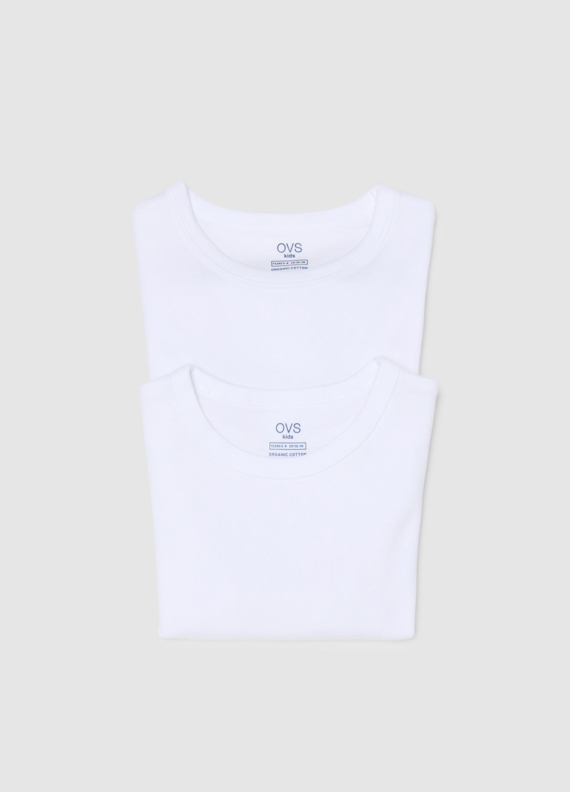 Pack of two white children's t-shirts in pure cotton, regular fit