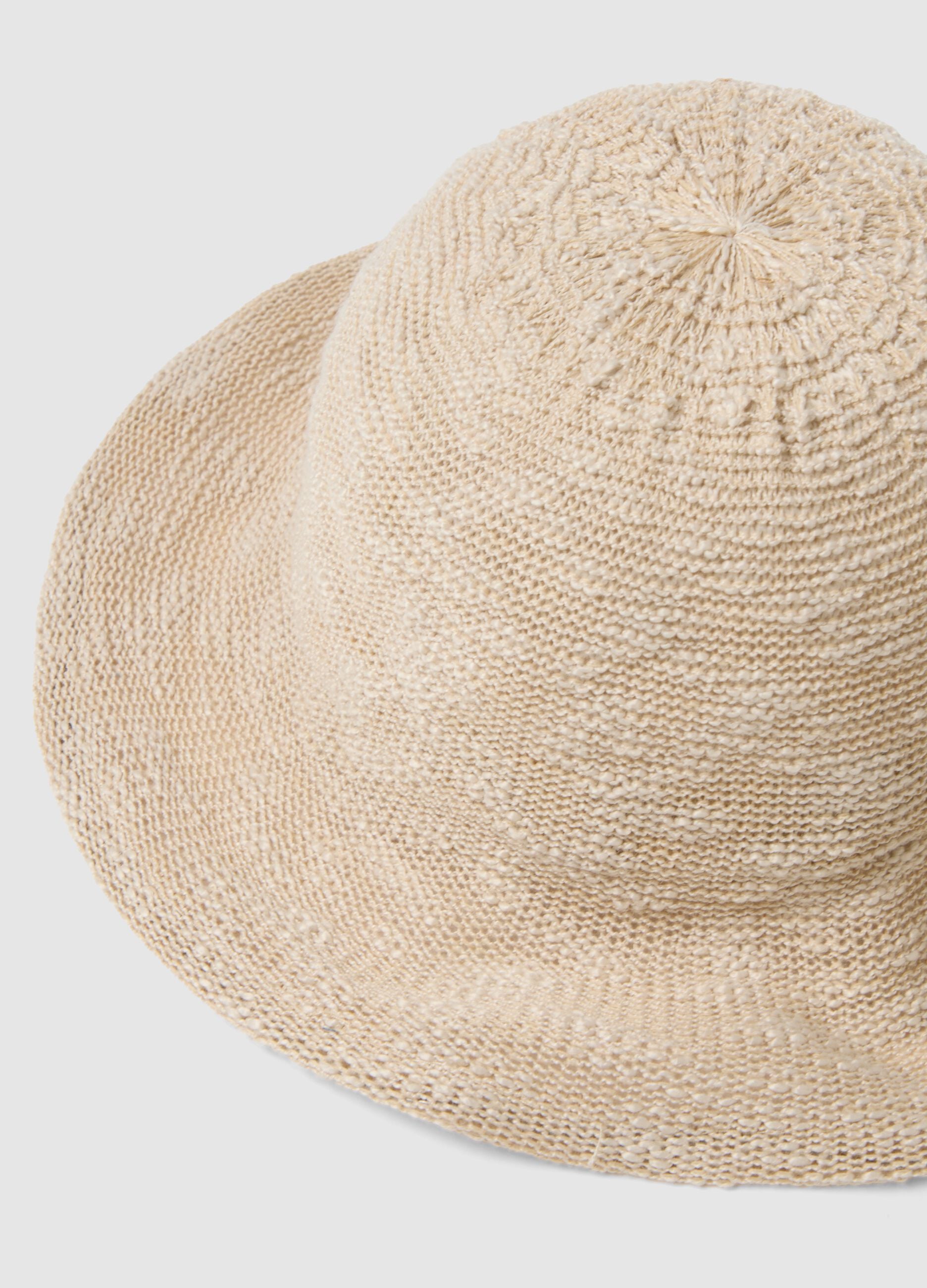 Light beige jersey-knit cloche hat