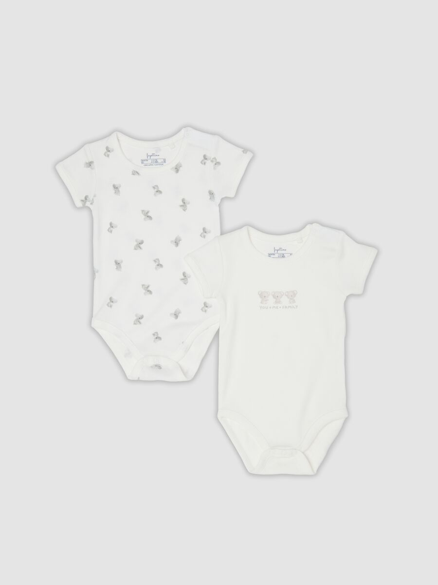 2-pack of white organic cotton bodysuits with koala print for baby and toddler_0