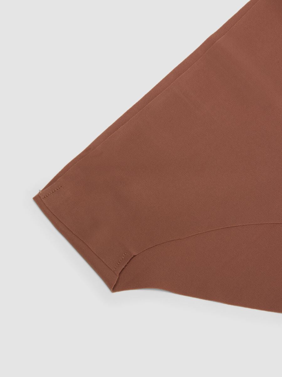 Brown stretch microfibre briefs with regular waist_5