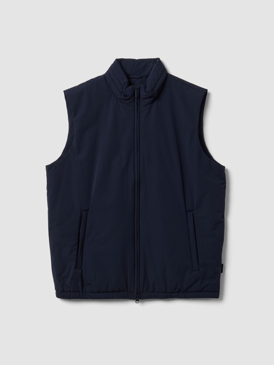 Blue stretch-fabric gilet with zip_4