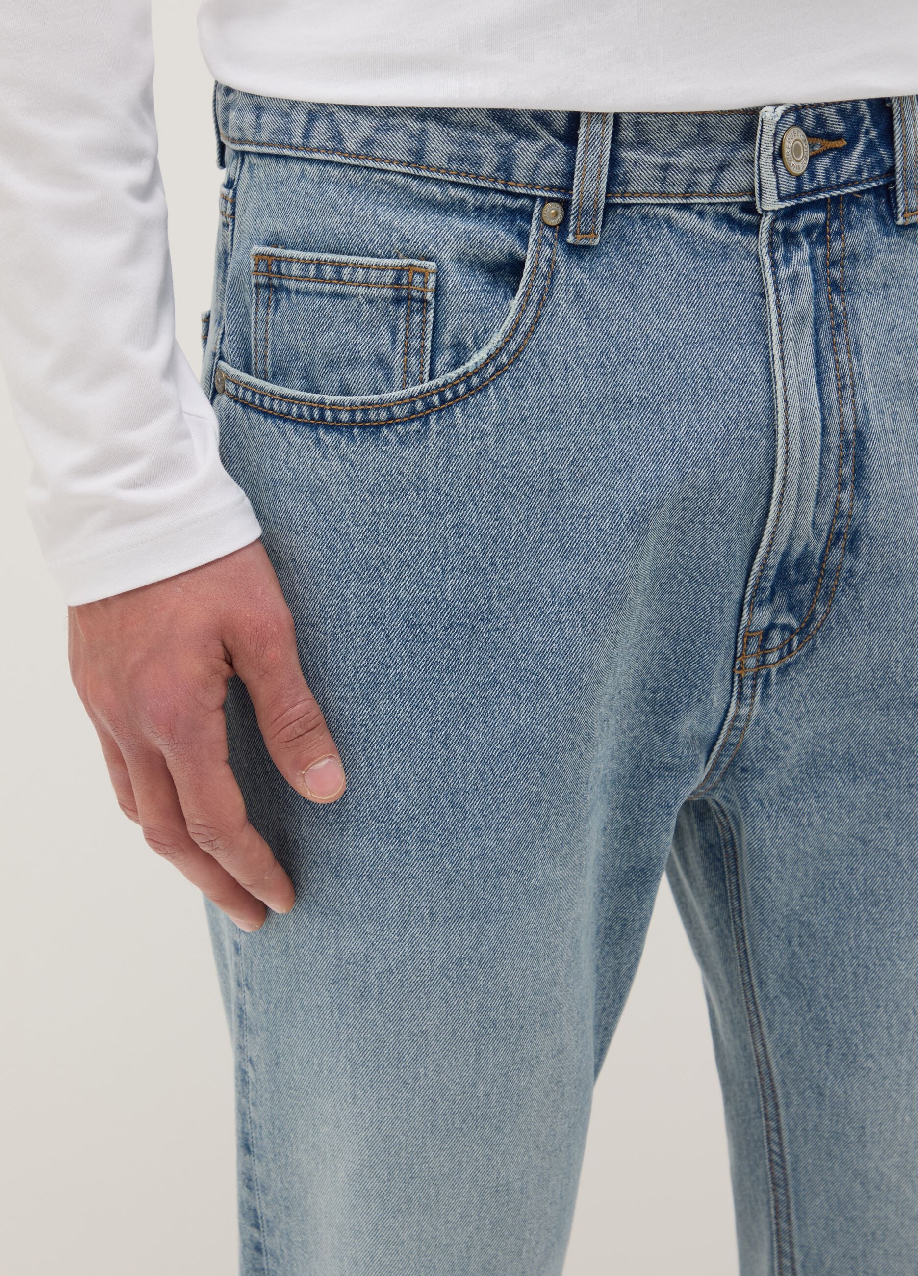 Pure Cotton Denim Blue Carrot Fit Jeans