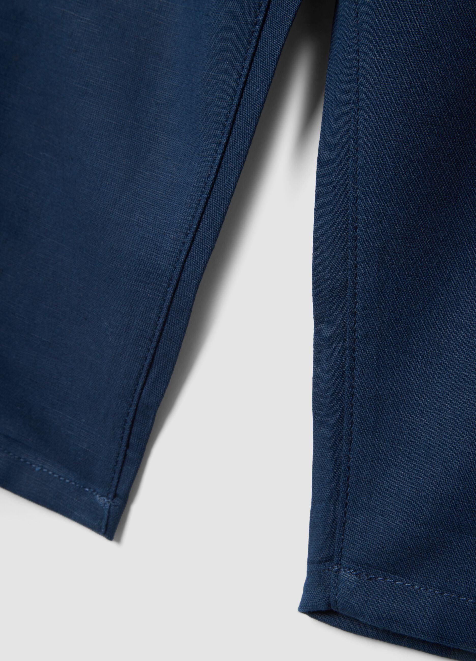 Children's regular fit blue linen-cotton blend chino trousers