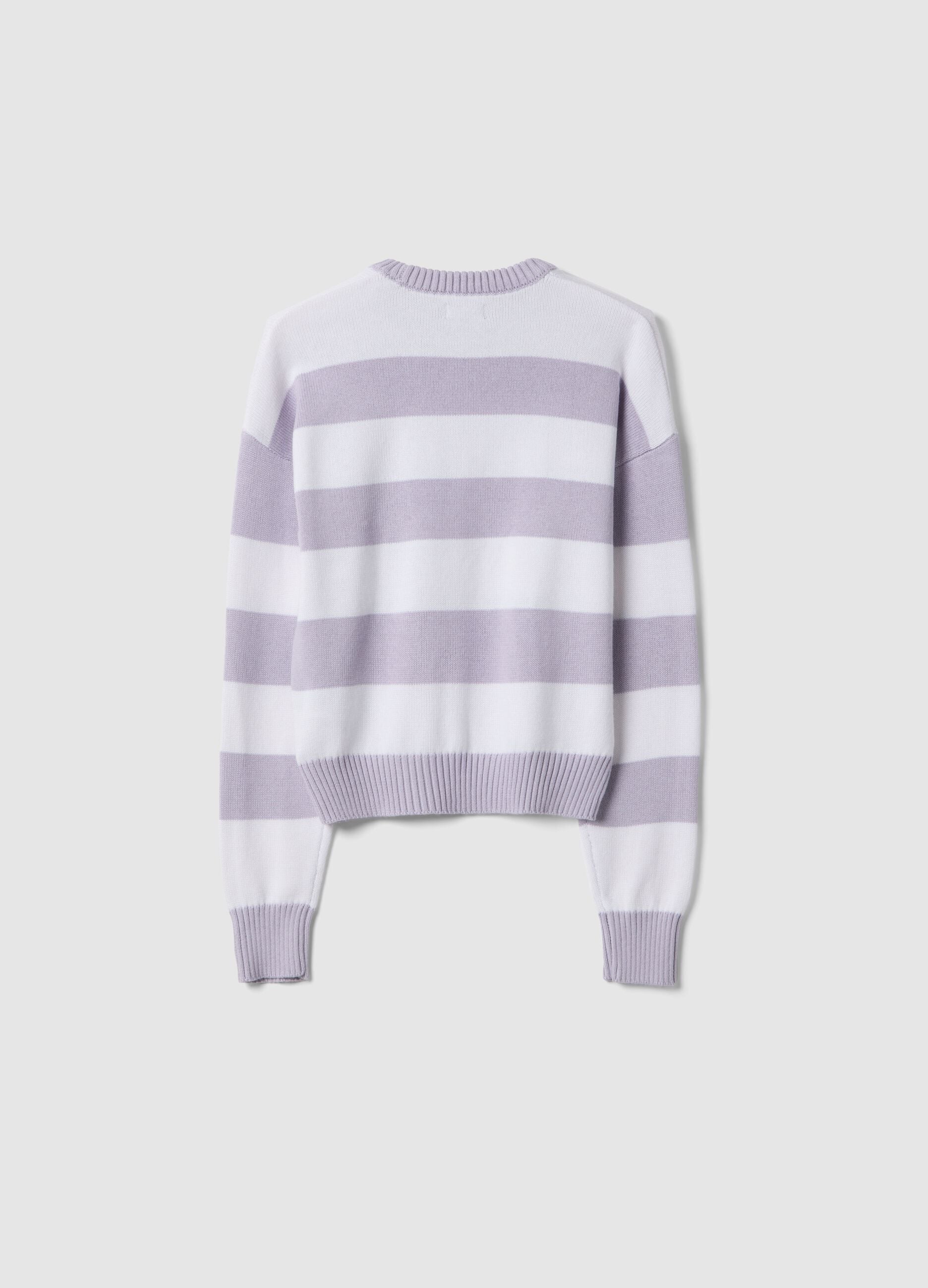 Regular fit girl's multicoloured striped cotton blend jumper