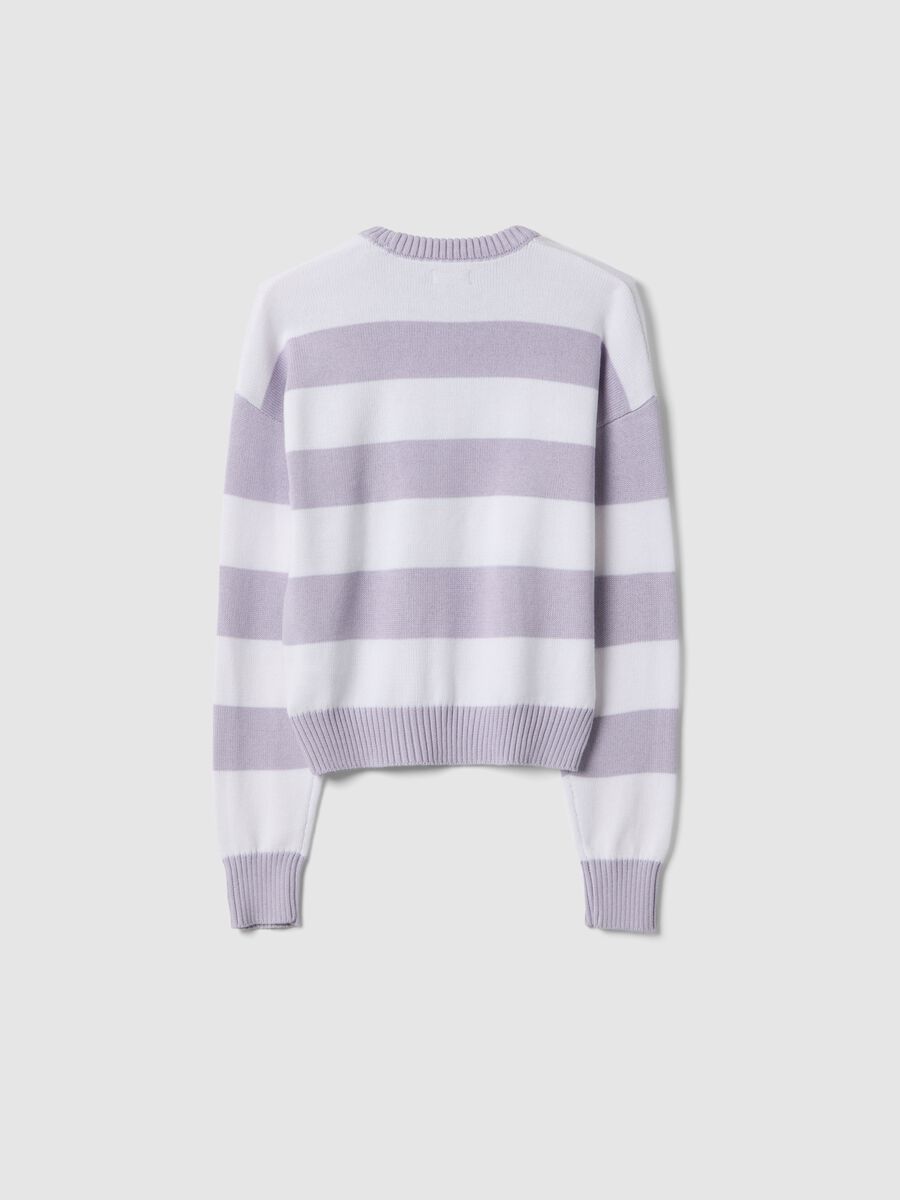 Regular fit girl's multicoloured striped cotton blend jumper_4