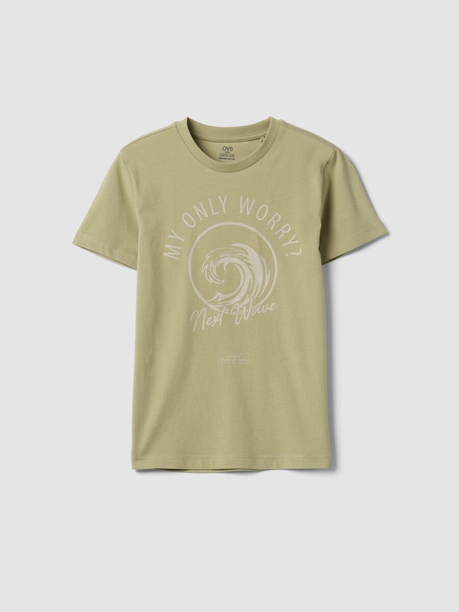 T-shirt verde a maniche corte in puro cotone organico per ragazzo_3