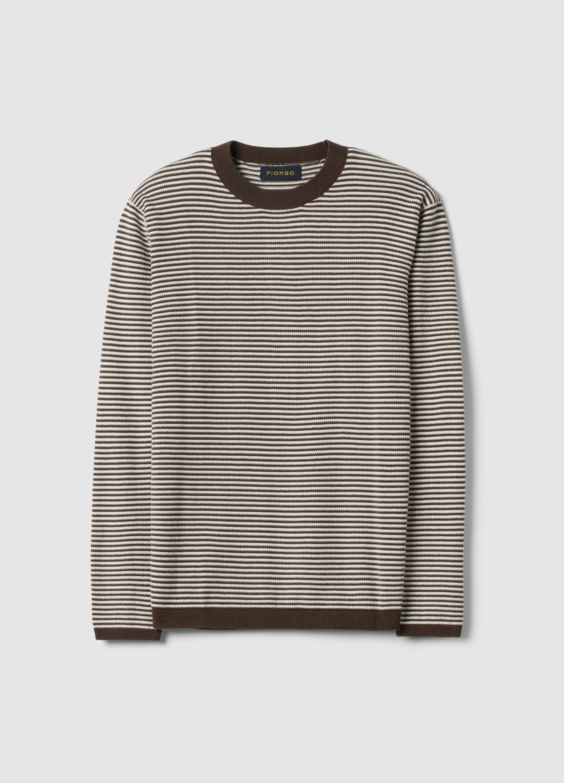 Multicoloured striped pure cotton sweater regular fit