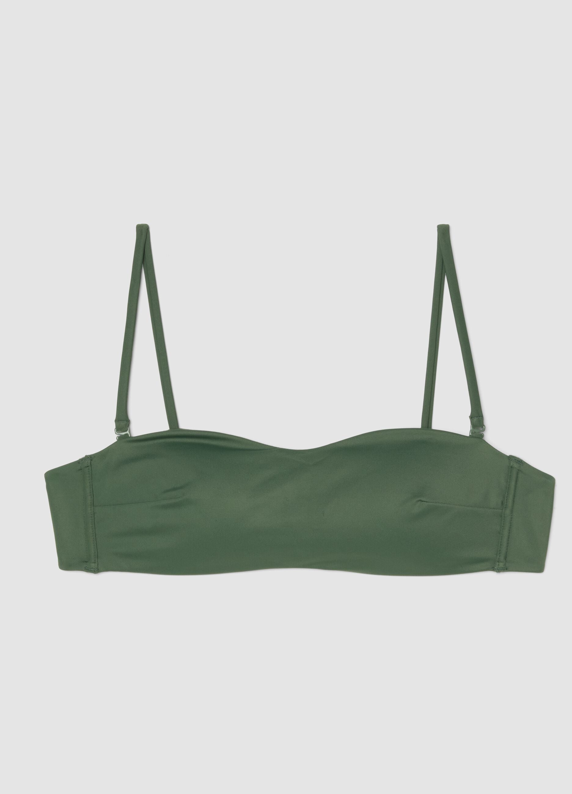 Green stretch bandeau bikini top with padding
