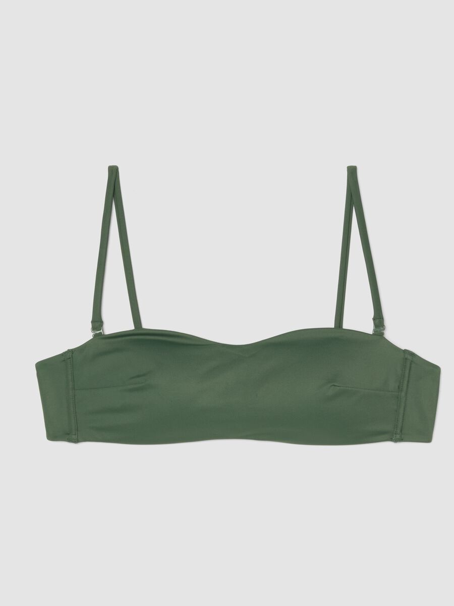 Green stretch bandeau bikini top with padding_4