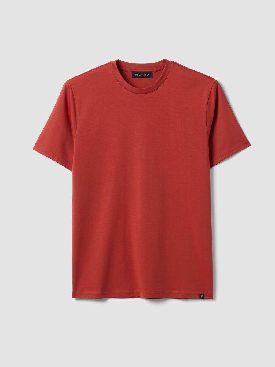 Red Supima cotton crew-neck T-shirt, regular fit_4