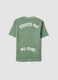 Green oversized pure cotton T-shirt with "Streets are my court" slogan for boys_4