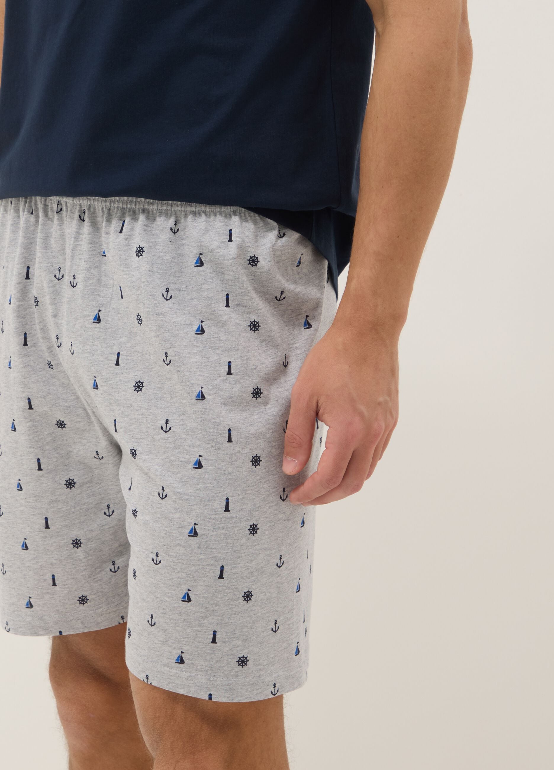 Blue cotton jersey pyjamas