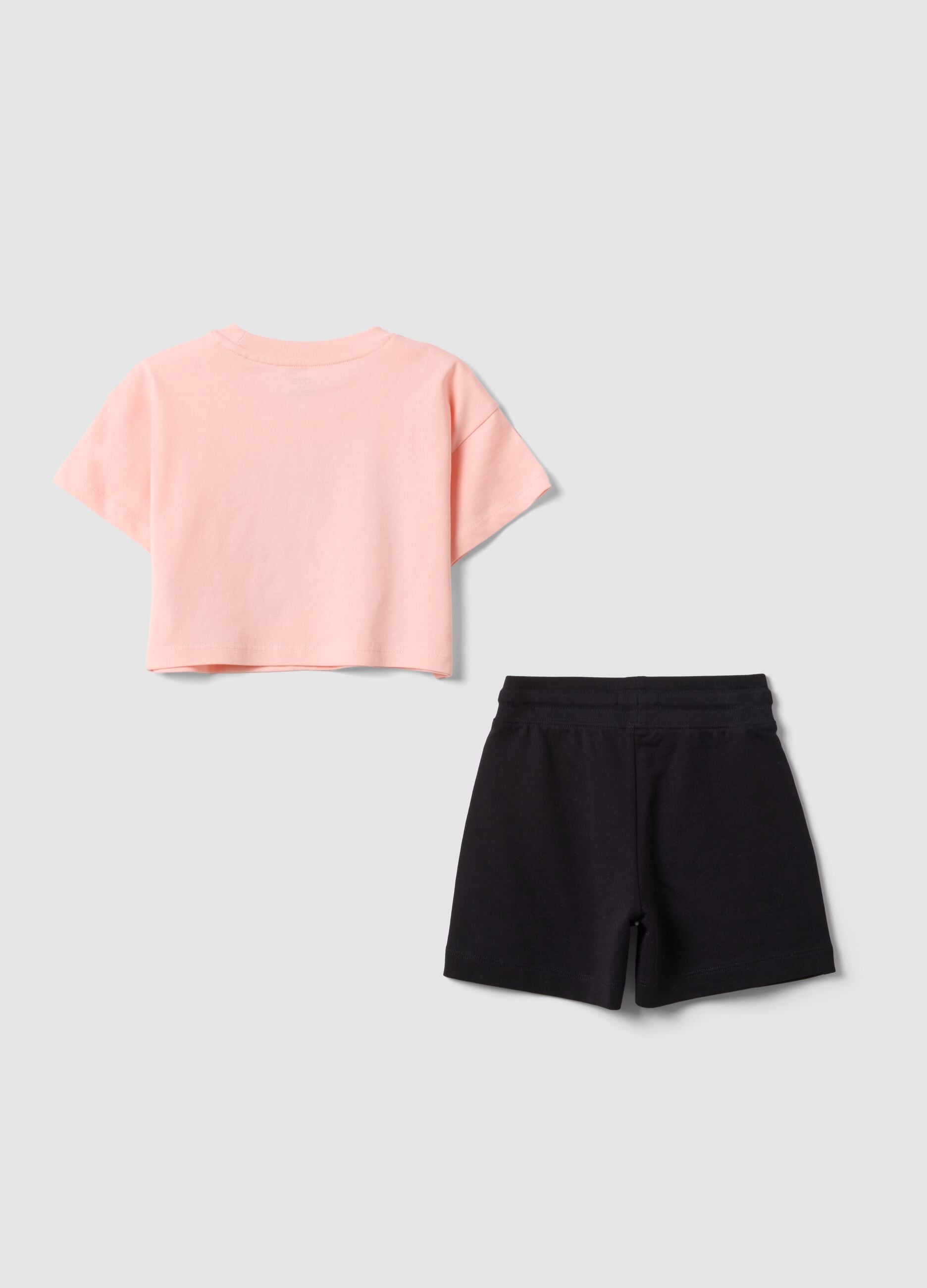 Pink pure cotton set with T-shirt and shorts