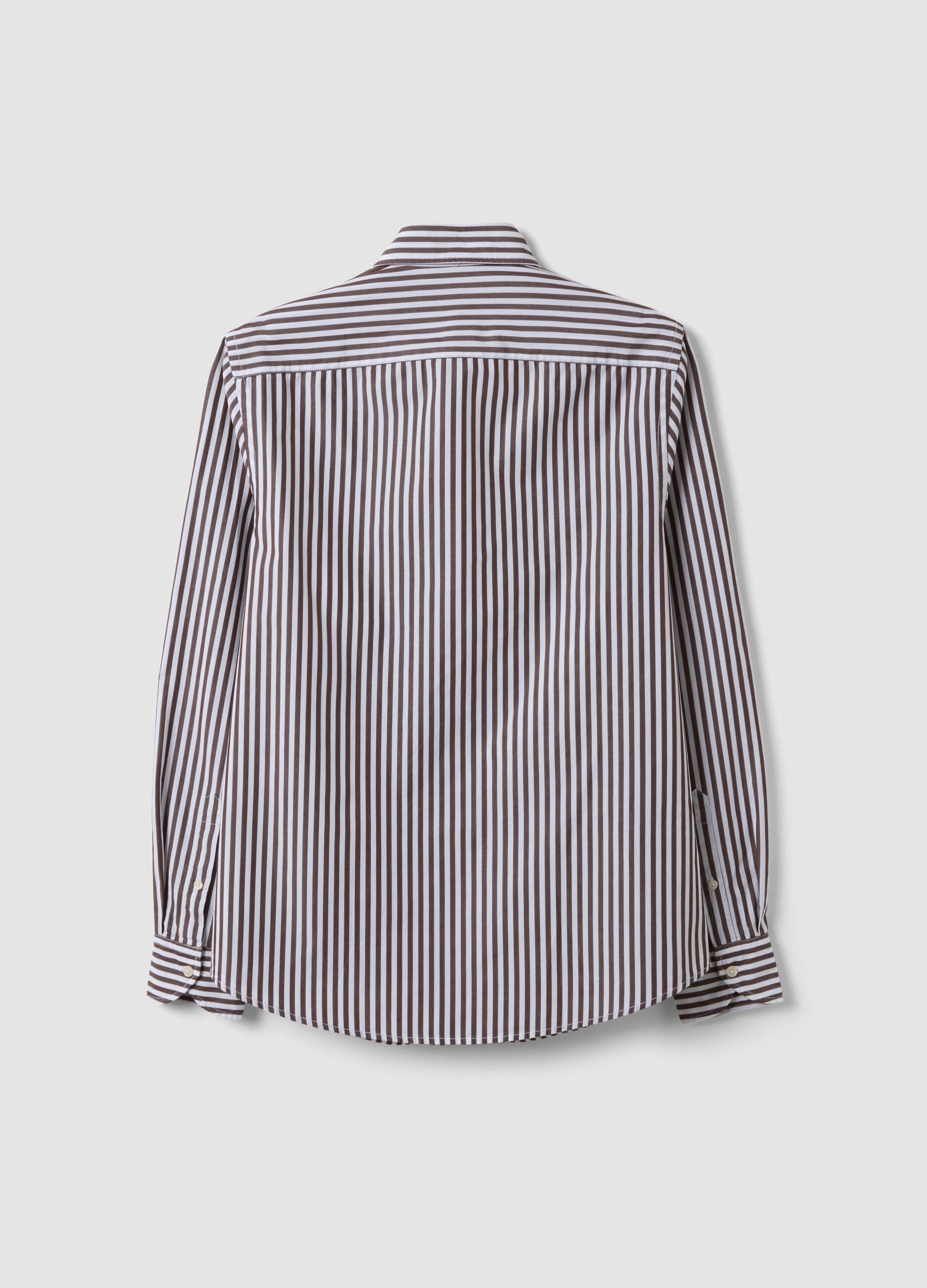 White pure cotton poplin striped shirt, regular fit