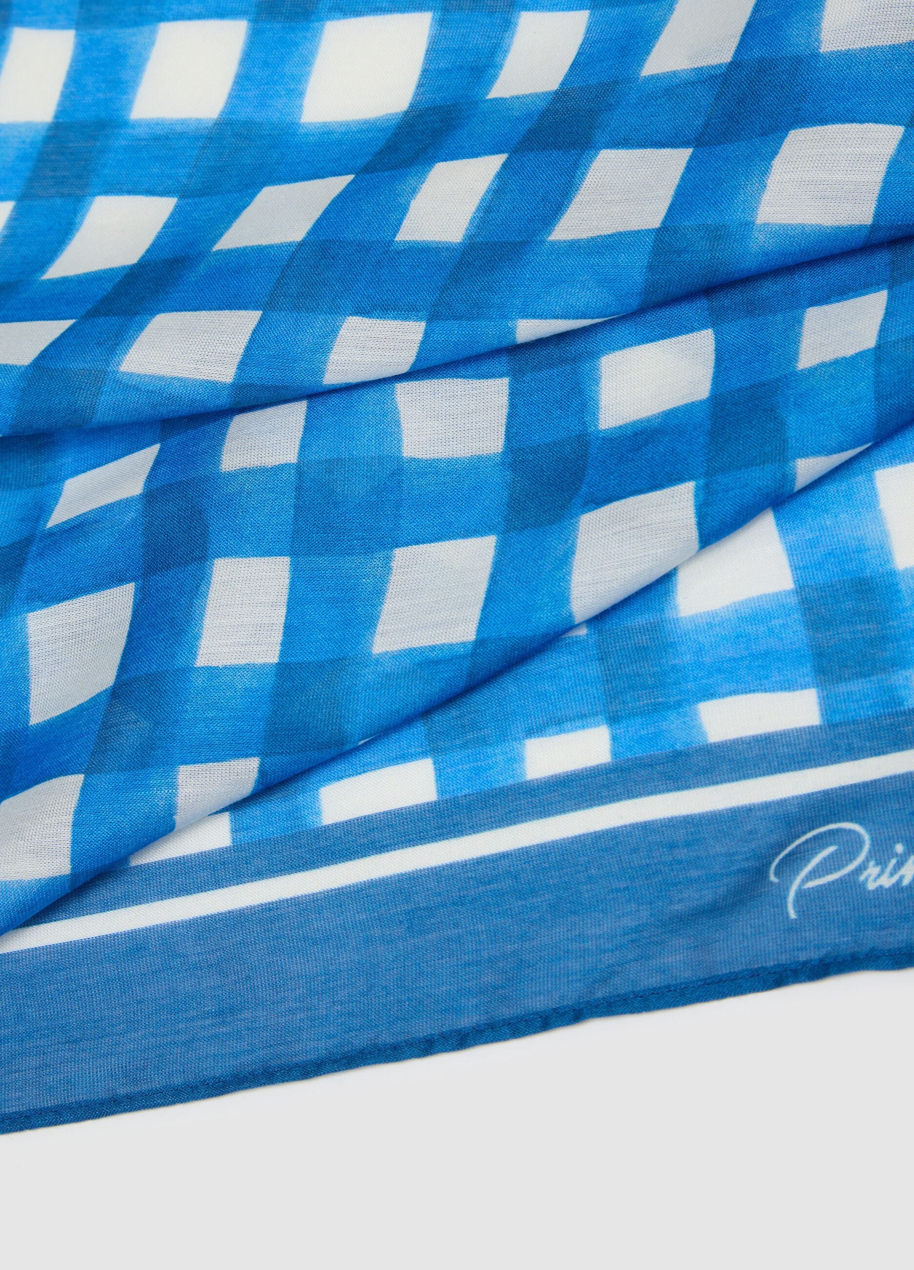 Multicolour checked modal and silk scarf