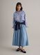 Long light blue skirt in pure cotton with pleats_0