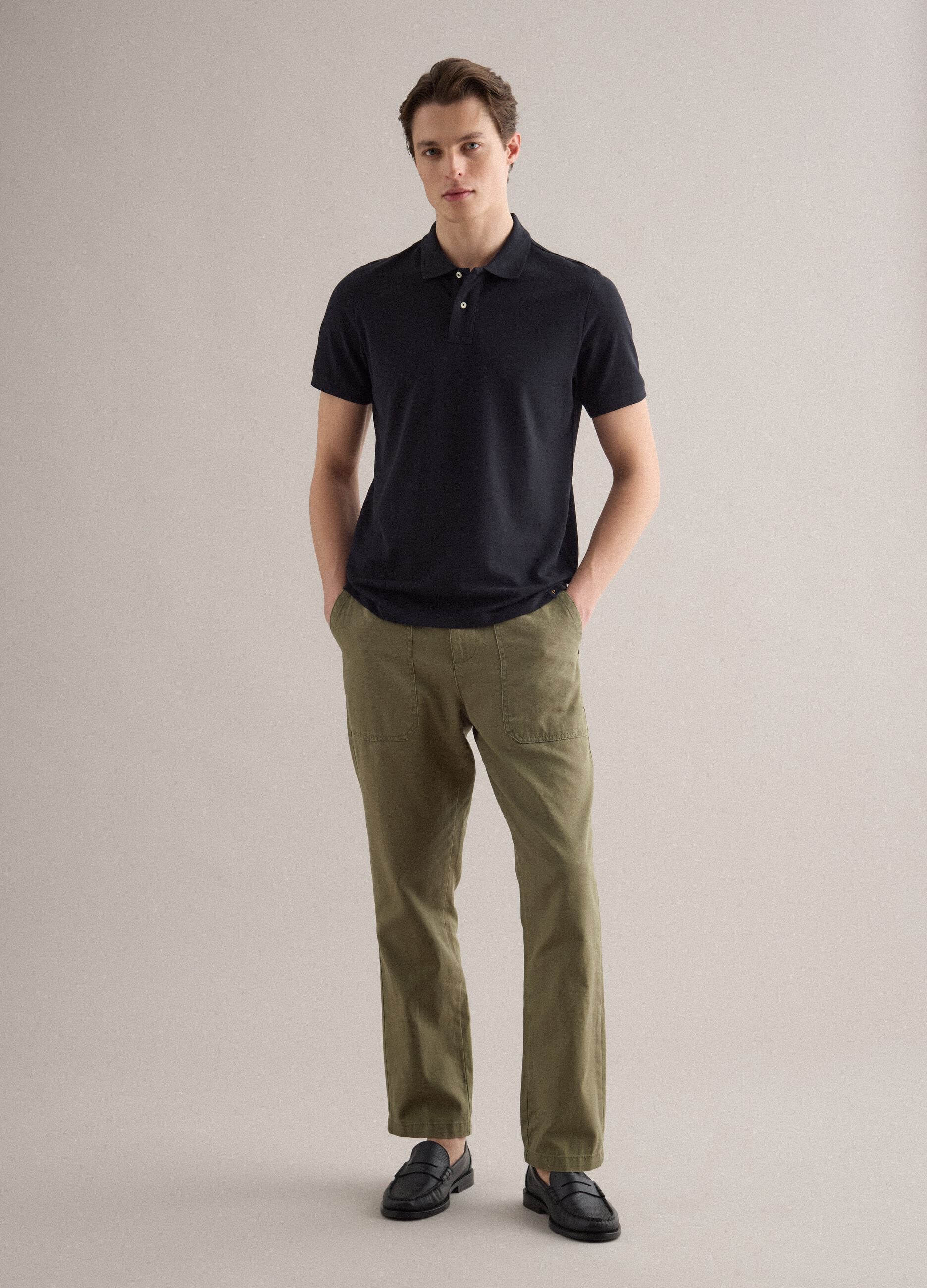 Black Supima Cotton Polo Shirt, Regular Fit