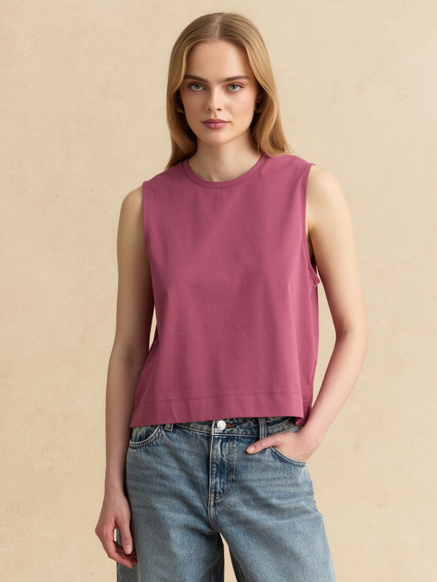 Pink cotton-blend tank top_2