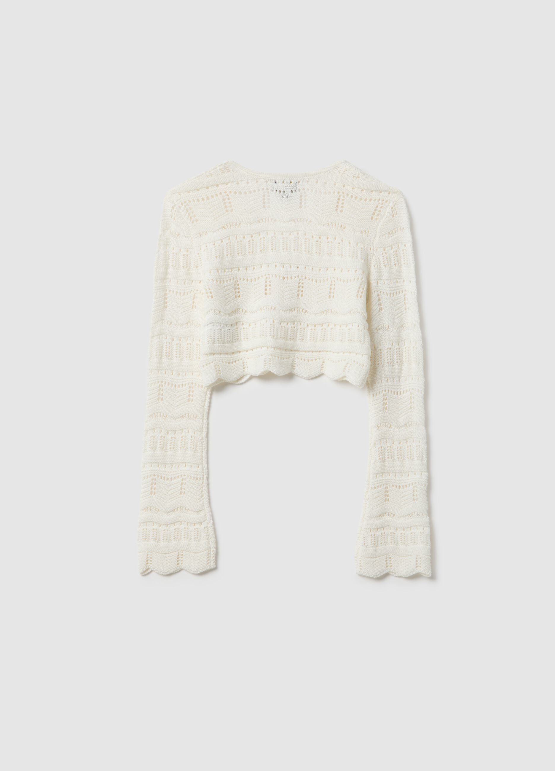 Girl's white pure cotton cardigan with regular fit, knit