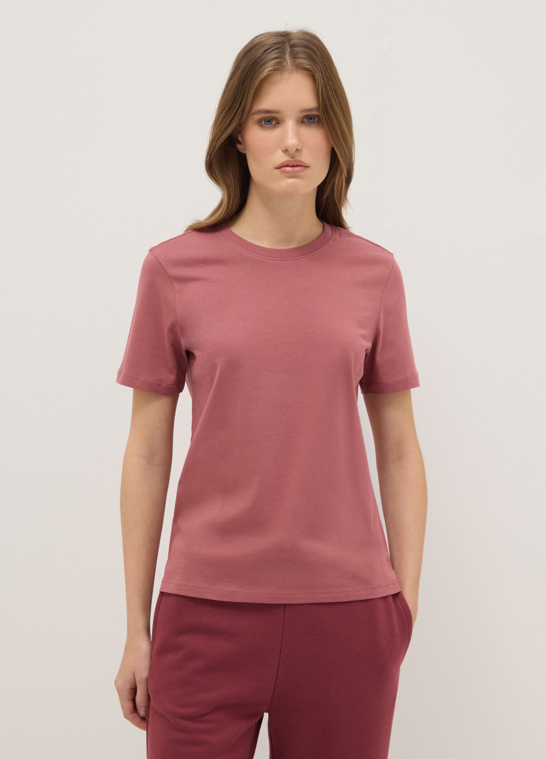 Pink pure cotton regular fit T-shirt