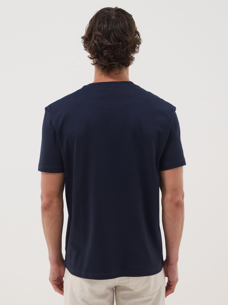 Blue slim-fit mercerised pure cotton T-shirt_3