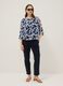 Blue stretch cotton paper bag trousers, regular fit_0