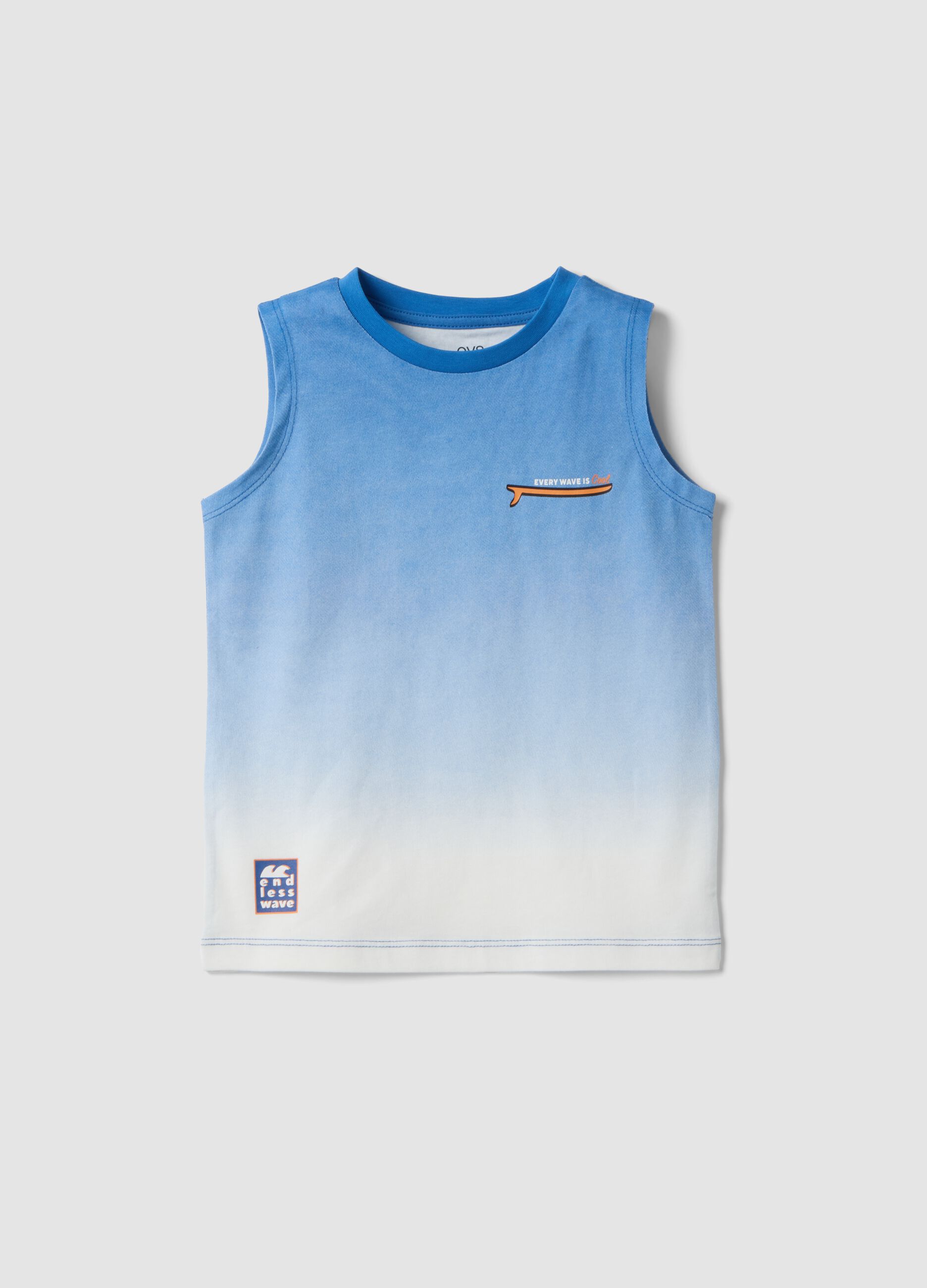 Blue ombr&eacute; pure cotton vest top