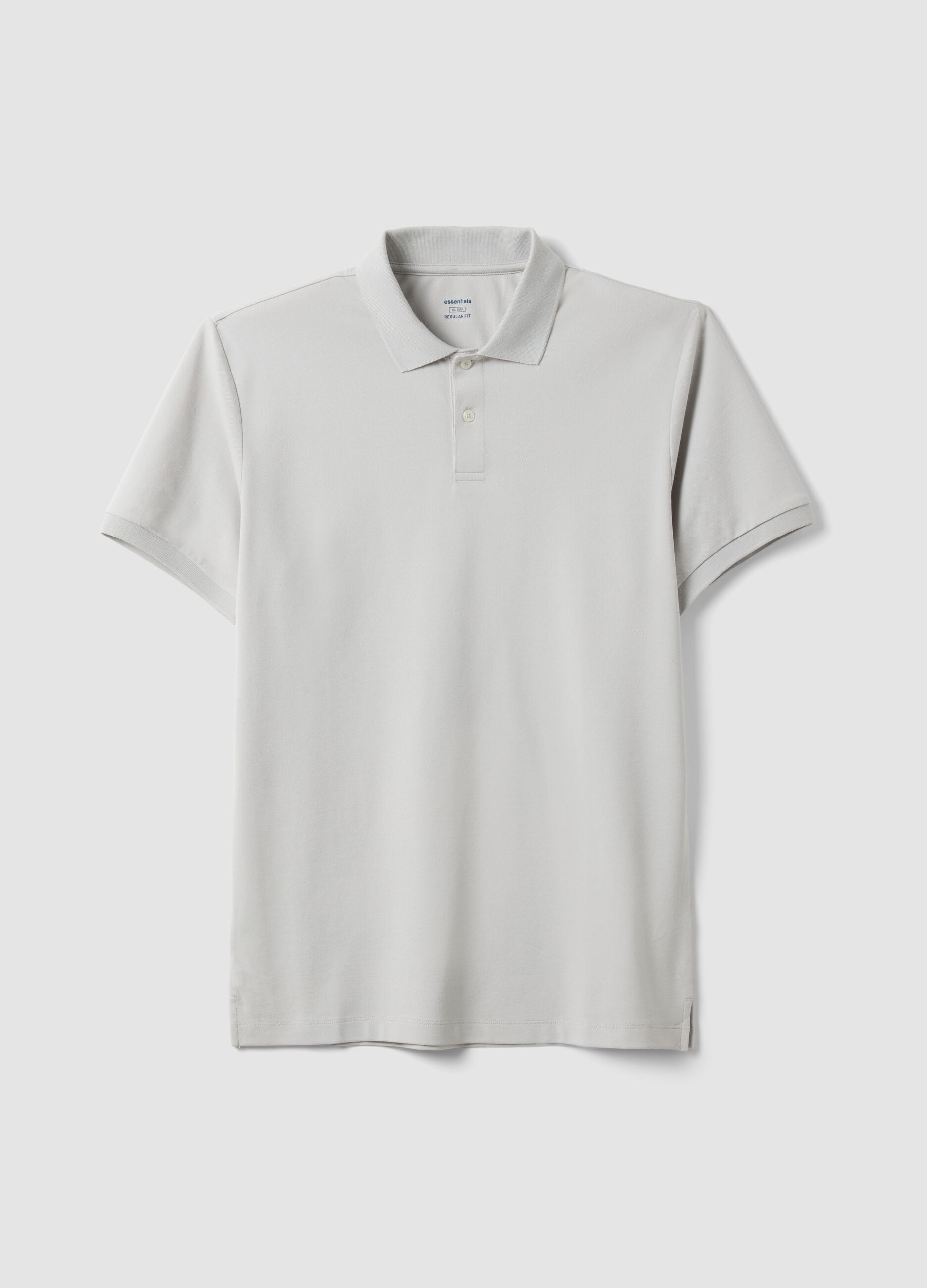 Grey stretchy cotton blend polo regular fit