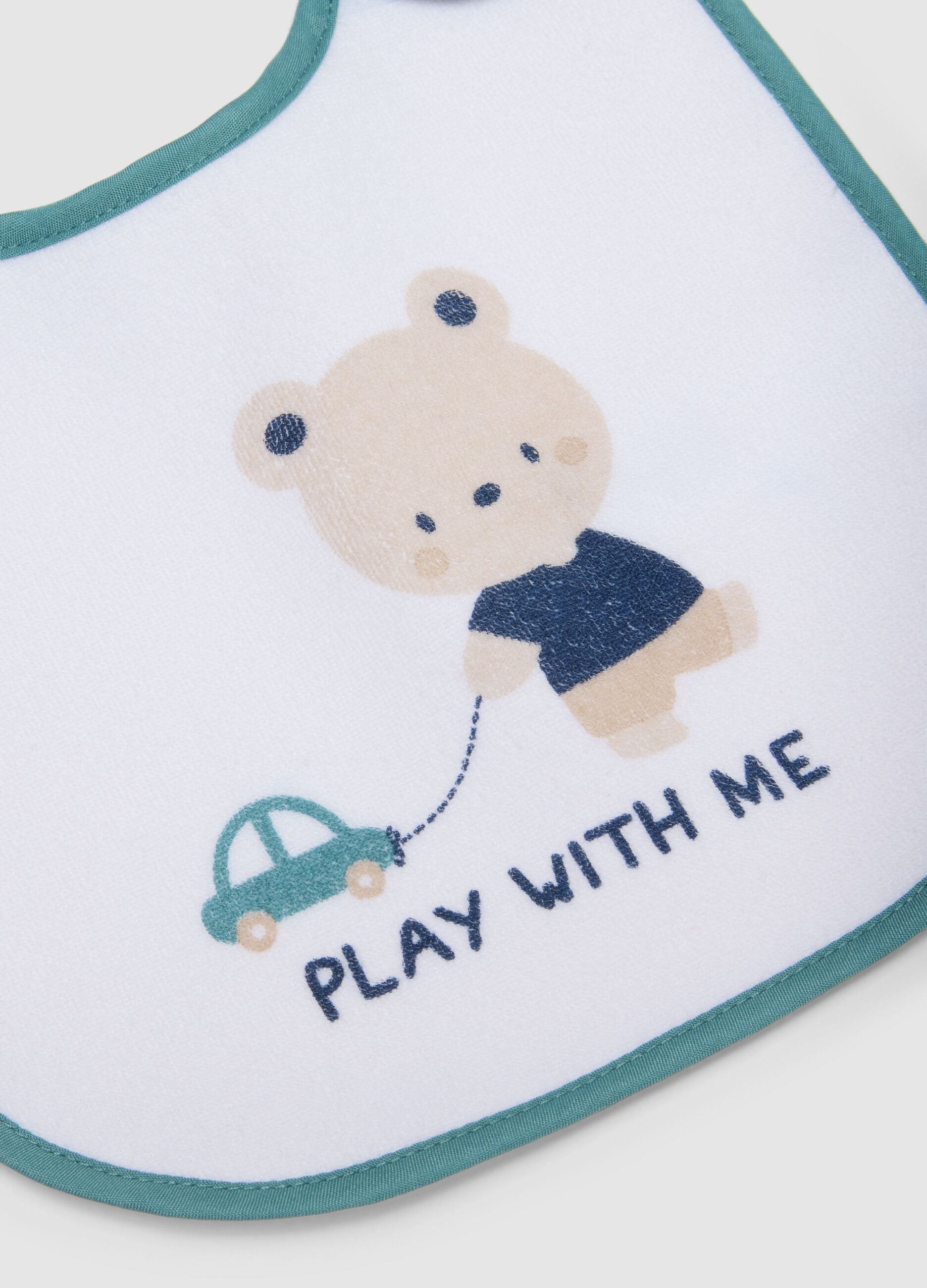 Pack of two multicolour newborn bibs in cotton blend with decorations