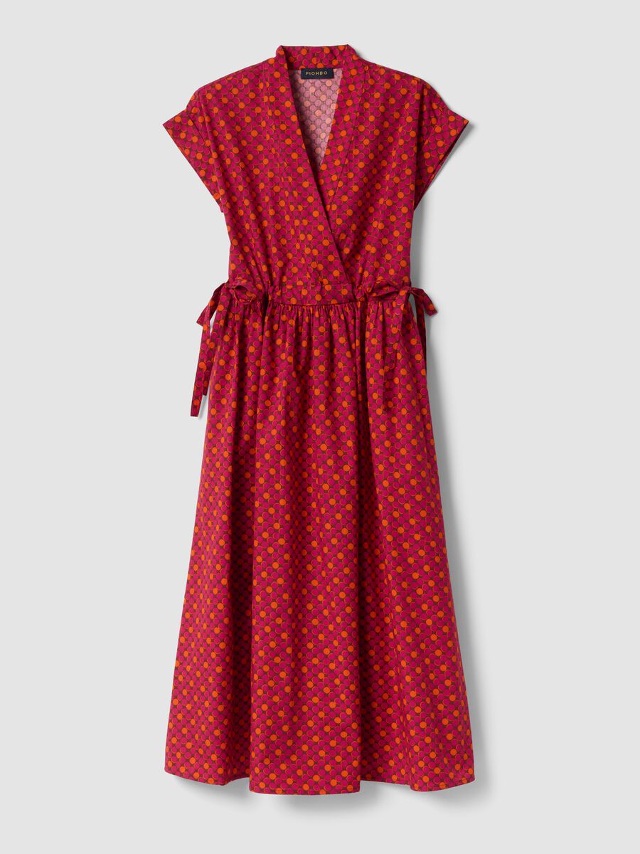 Red pure cotton midi dress with printed pattern_4