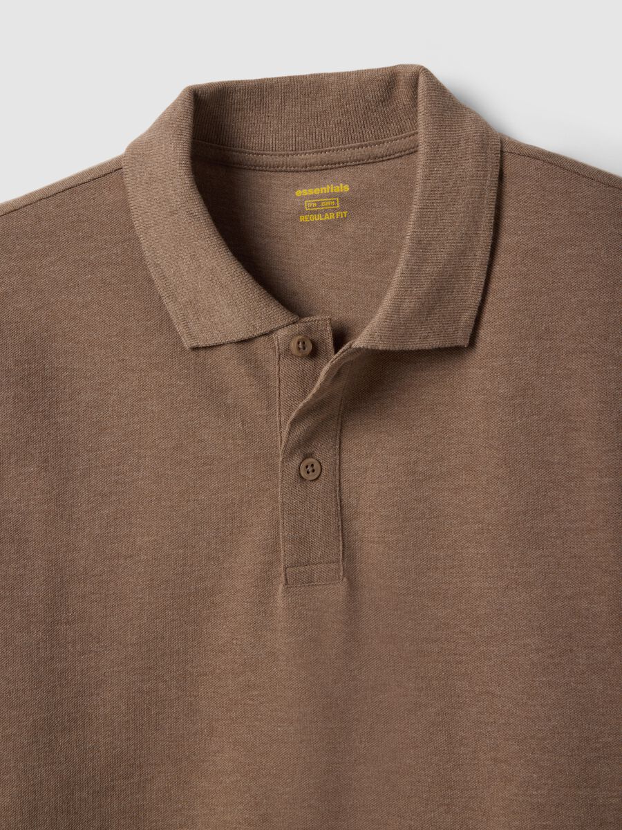 Brown pure cotton short-sleeve regular fit polo_5