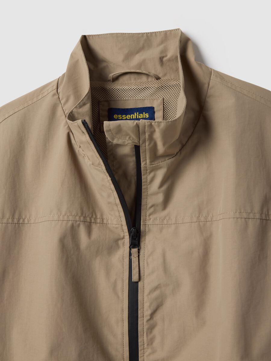Beige regular fit bomber jacket with zip_5