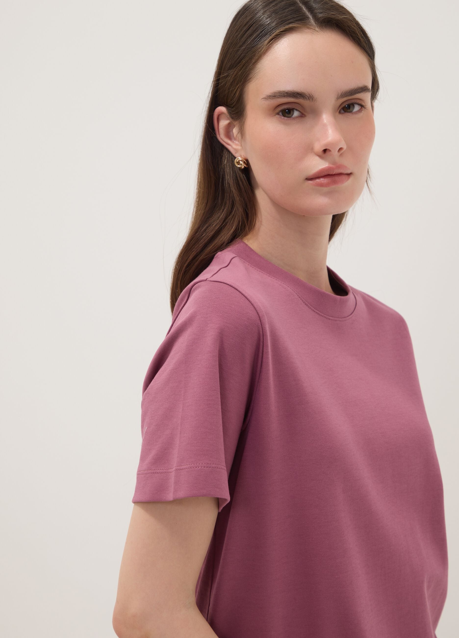 Pink relaxed-fit pure cotton short-sleeve T-shirt