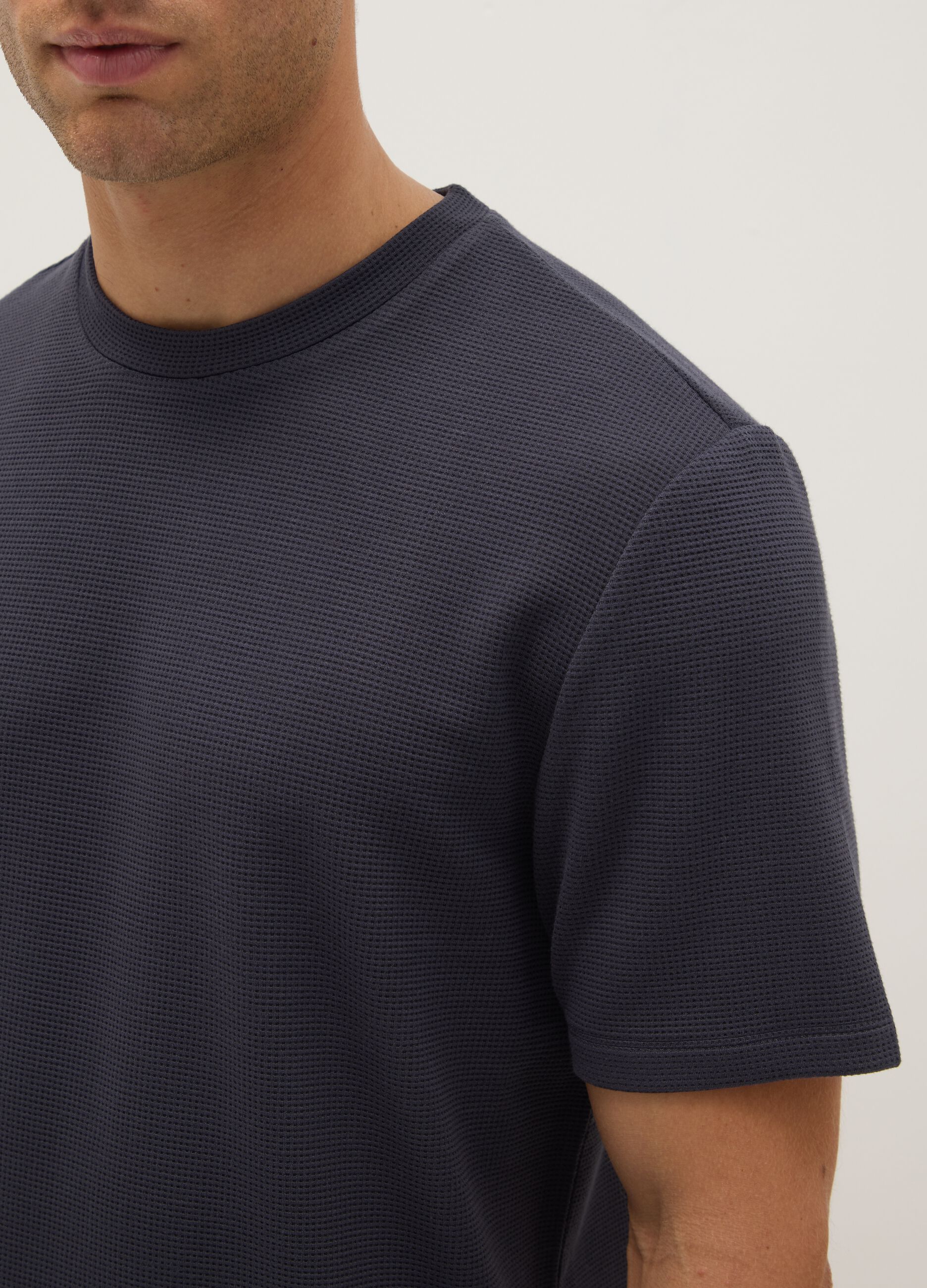 Black viscose blend pyjama T-shirt regular fit