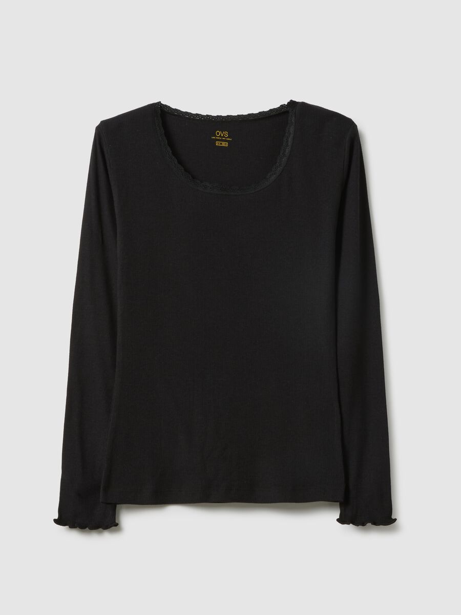 Black crew neck long sleeve mixed cotton regular fit jumper_4
