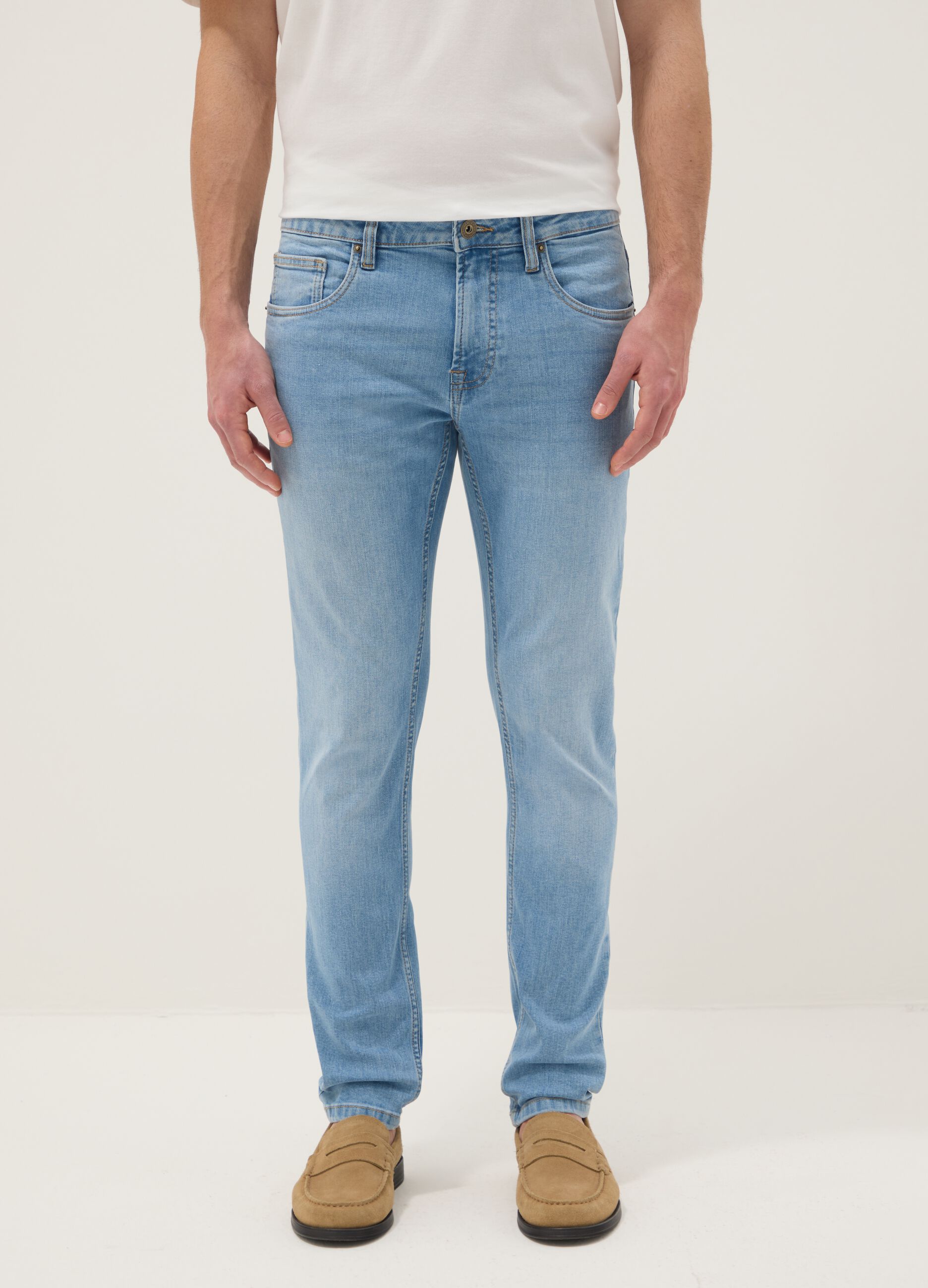 Blue Stretch Cotton Skinny Fit Jeans