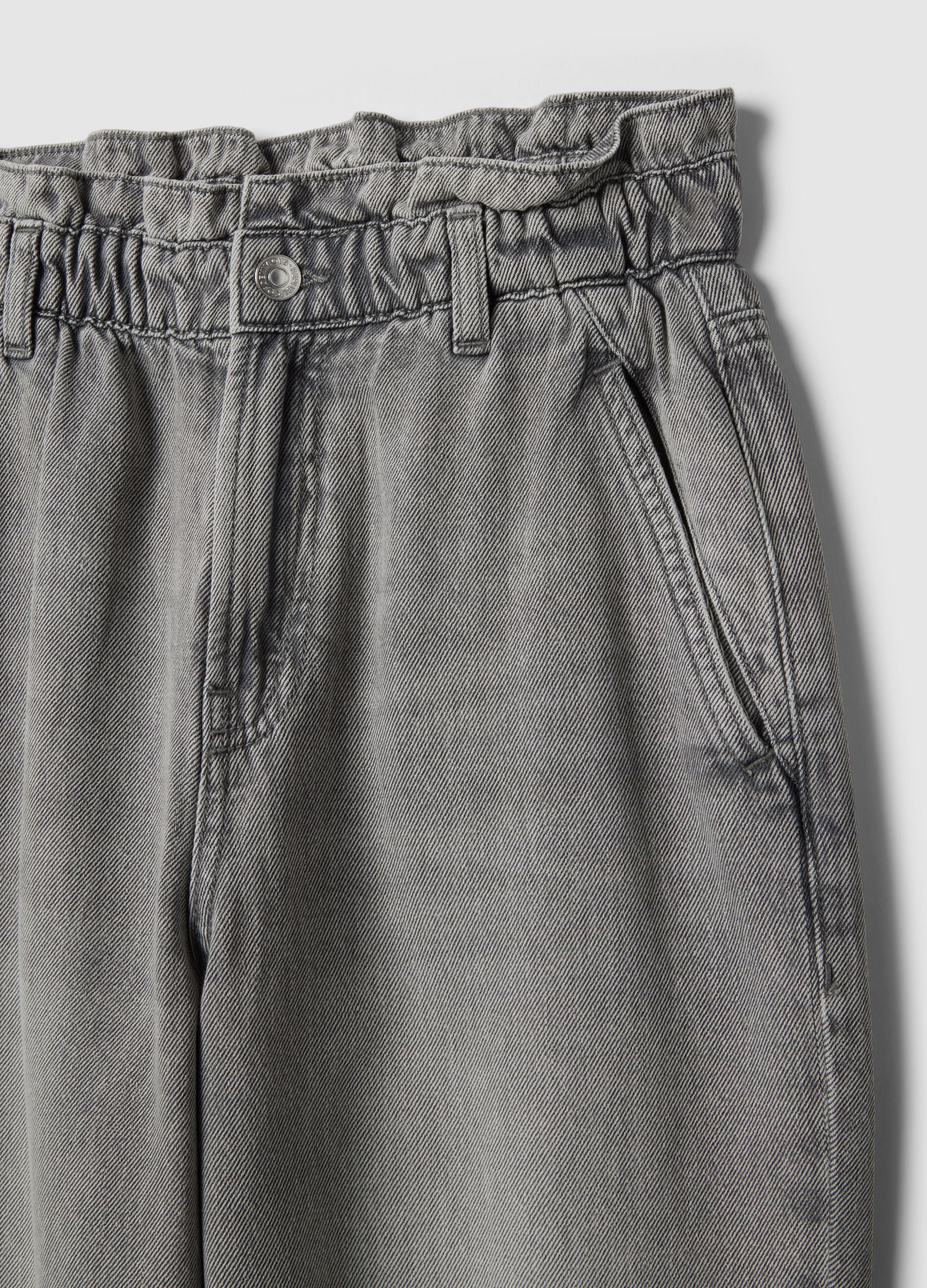 Grey Pure Cotton Baggy Trousers
