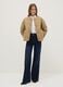 Beige padded regular fit jacket with buttons_0