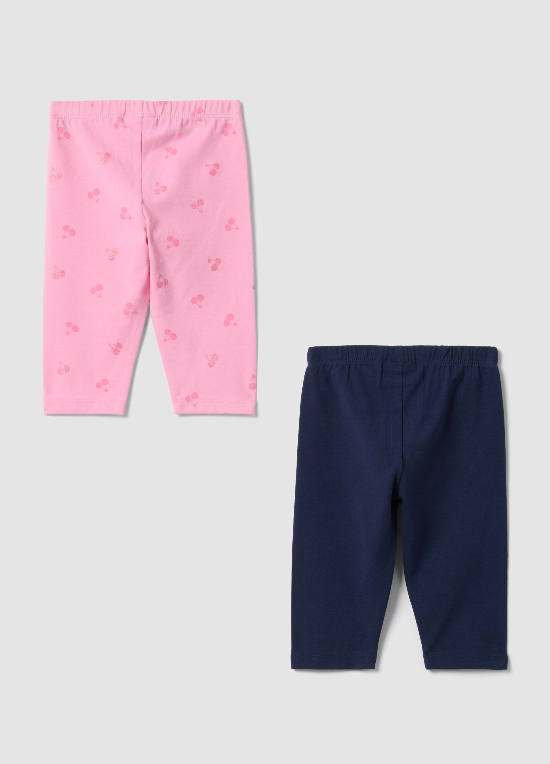 2-pack multicolour stretch cotton leggings for baby girl