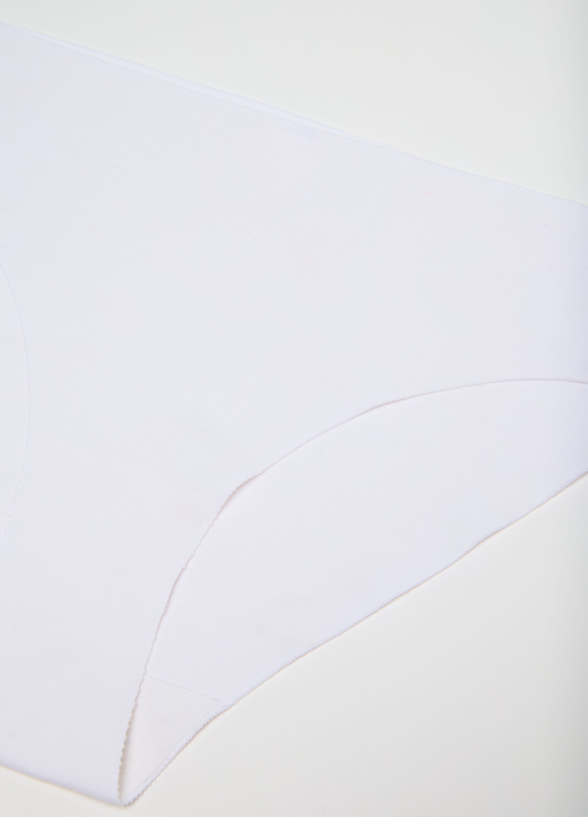 Low-rise white stretch cotton briefs