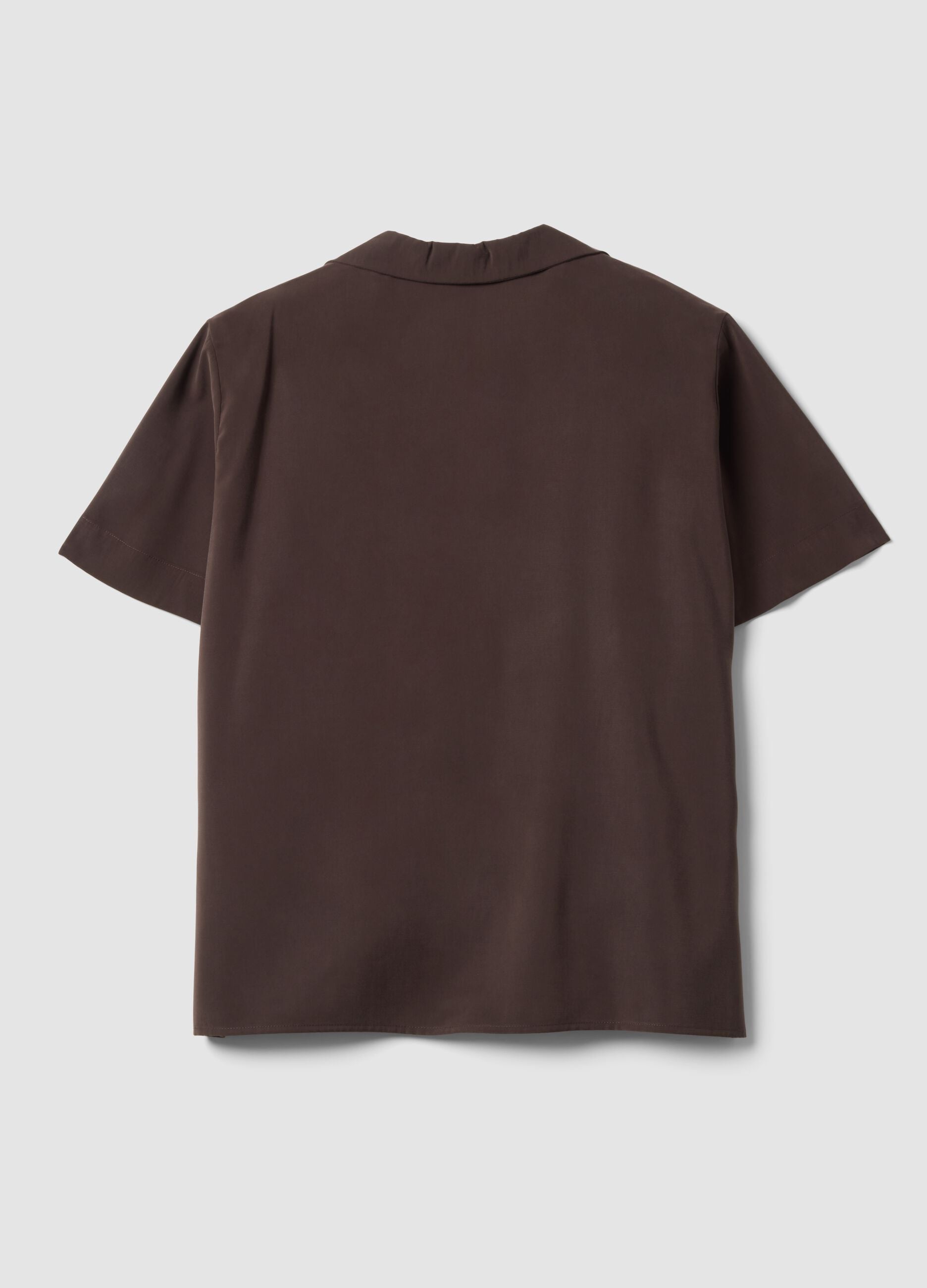 Brown oversized short-sleeve shirt in viscose blend
