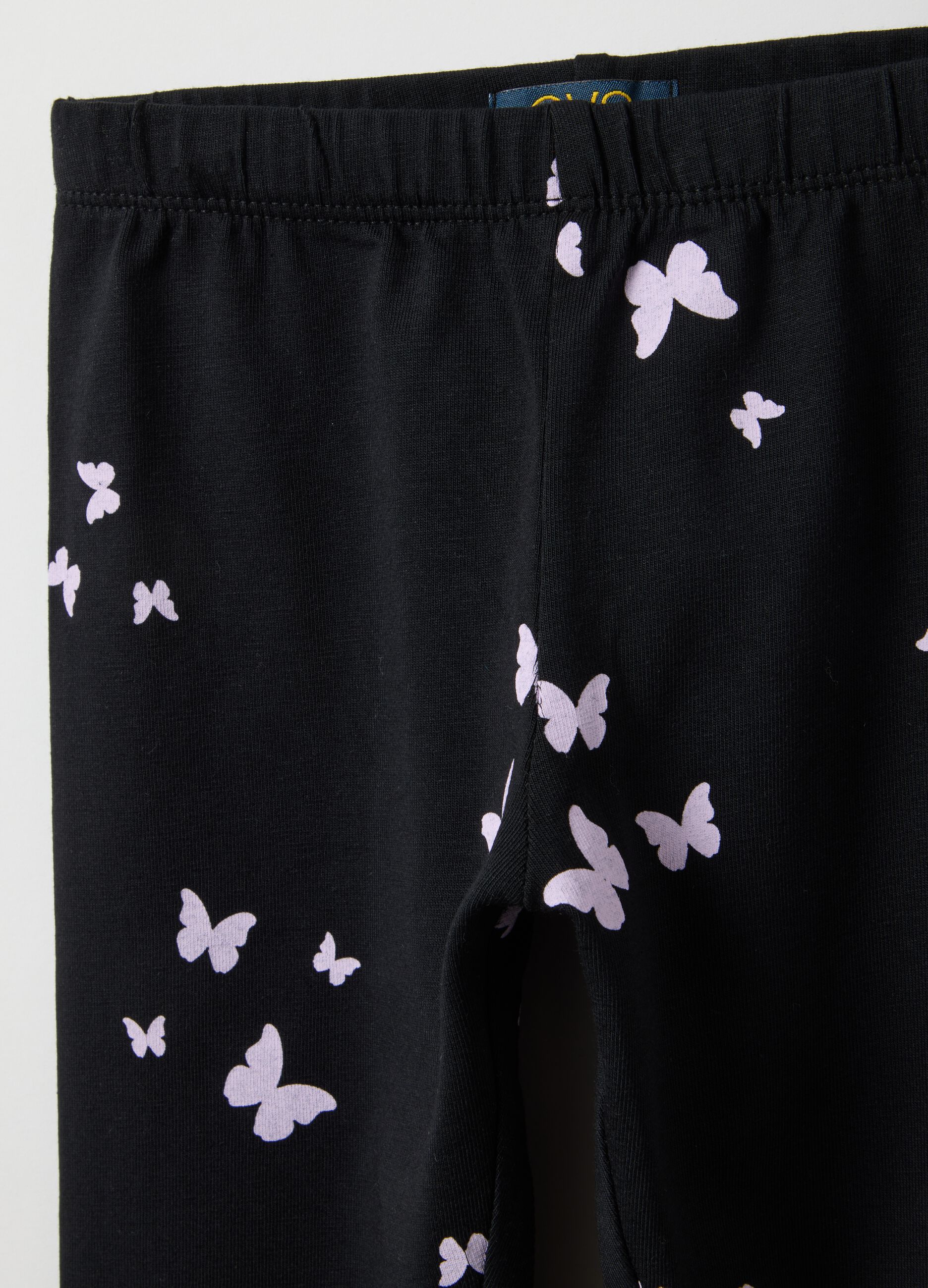 Black skinny fit stretch cotton leggings for girls