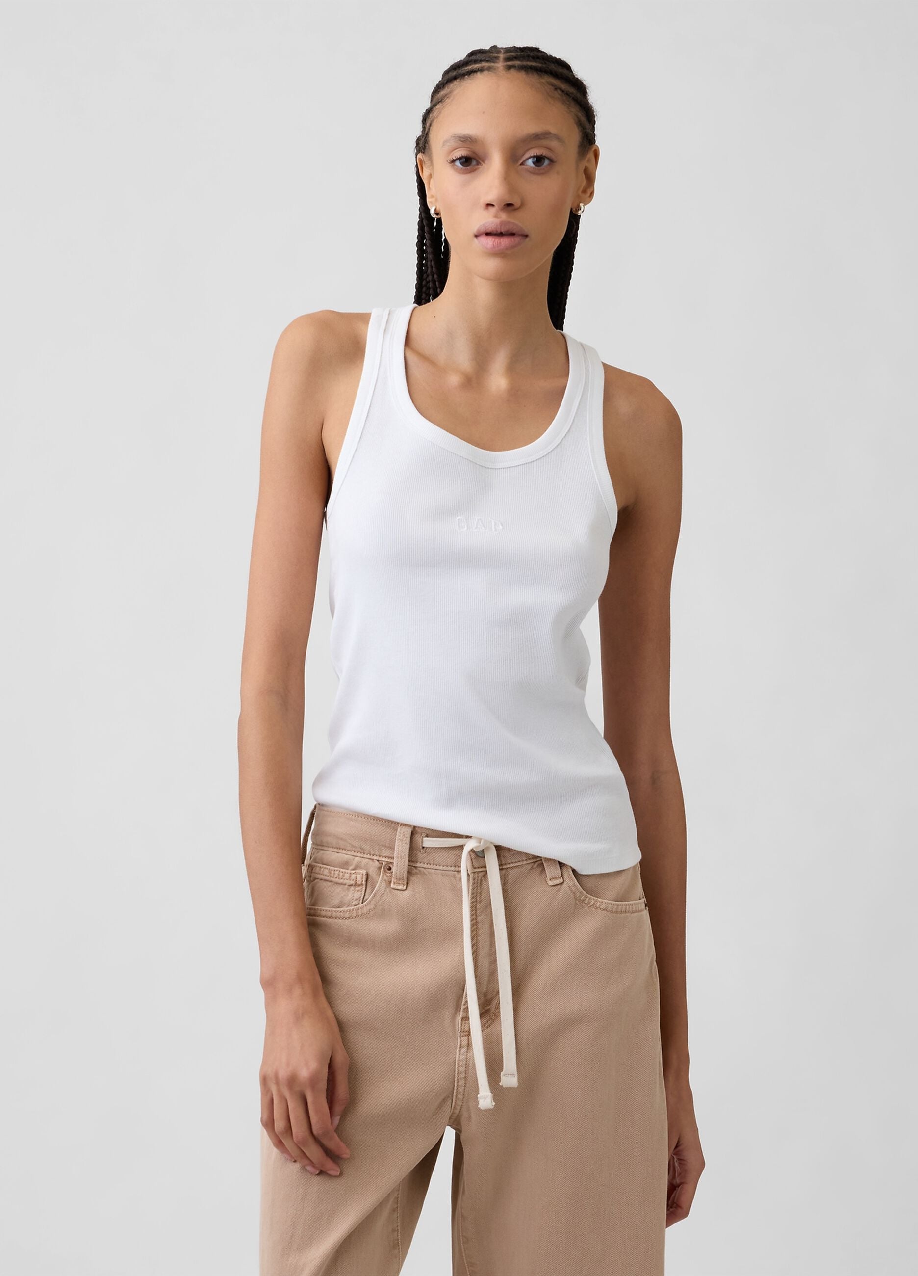 Stretch cotton tank top